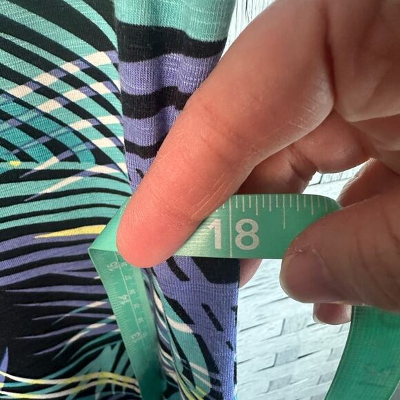 Talbots women's tropical sleeveless midi dress blue Green pockets costal grandma - Picture 10 of 15